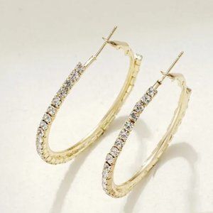 New Gold Rhinestone Hoop Earrings